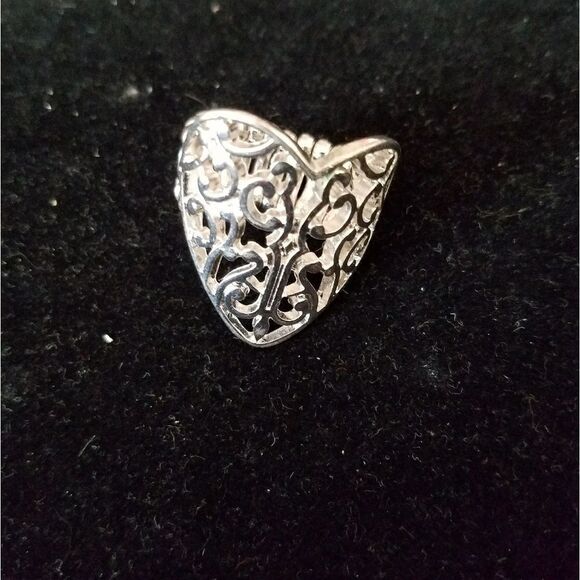 Silver Tone Fashion Ring #4 Unbranded Stretch Band Adjustable Jewelry - Picture 1 of 2